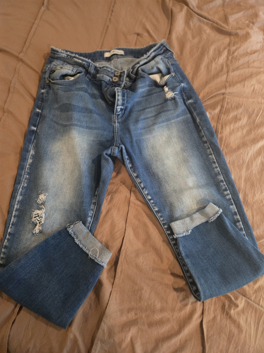 KanCan Medium Blue Distressed Boyfriend Jeans